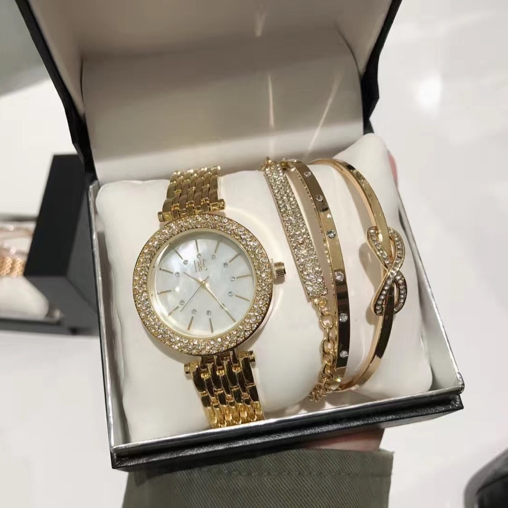 New Gift Set INC International Concepts  4 Pieces Gold Watch and Bracelet Set